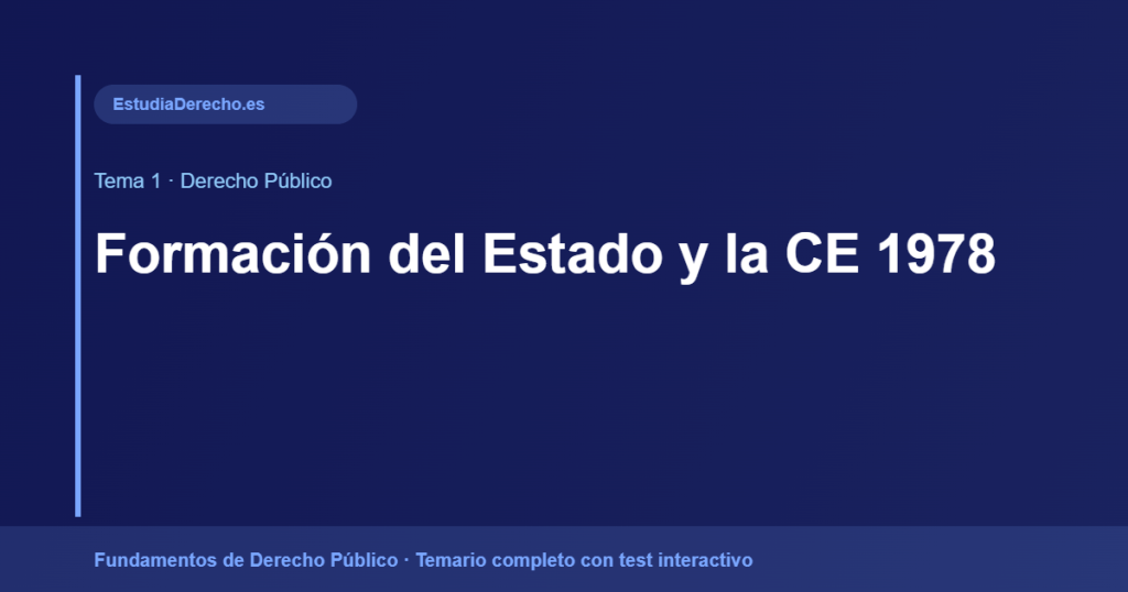 Tema 1: Formación del Estado y Principios Estructurales de la CE 1978 — Derecho Público