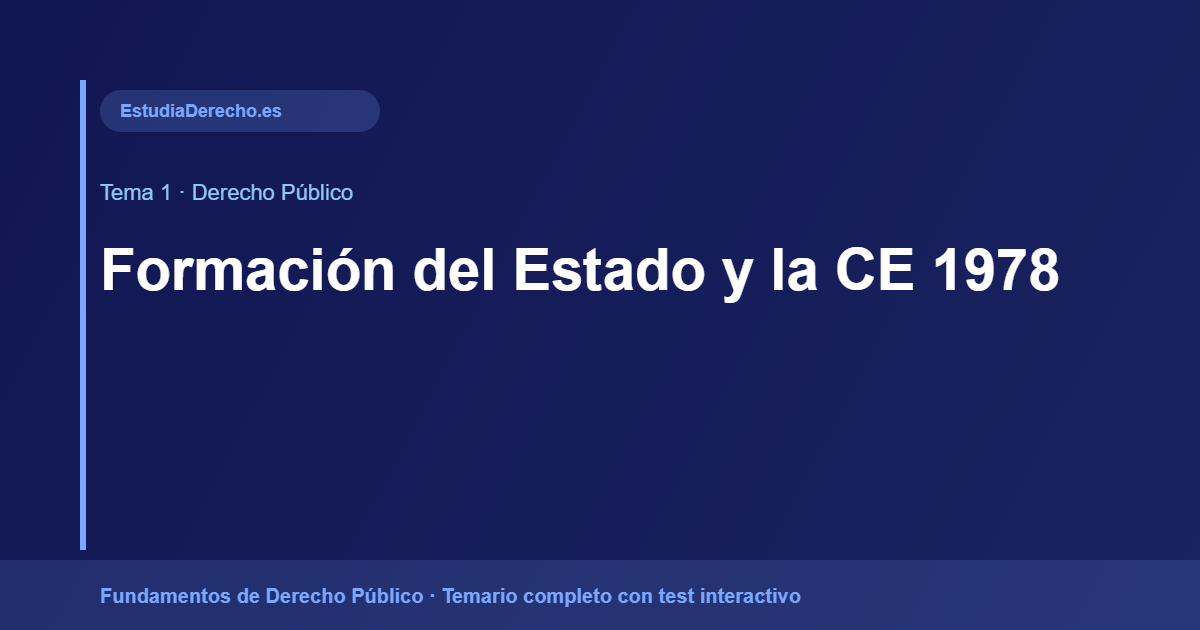 Formación del Estado y la CE 1978 Formación del Estado y la CE 1978 - Derecho Público EstudiaDerecho.es