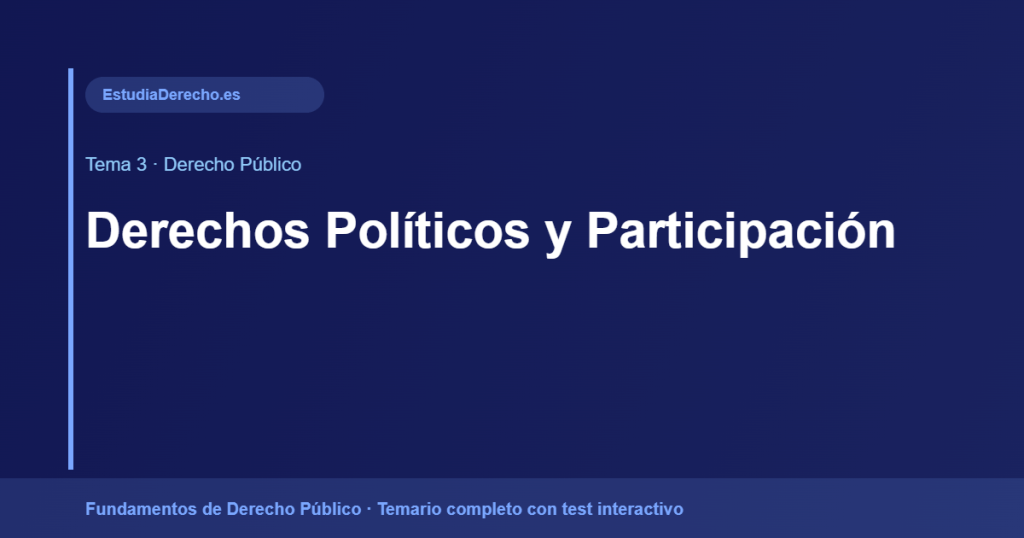 Tema 3: Derechos Políticos y Participación Política en la CE — Derecho Público