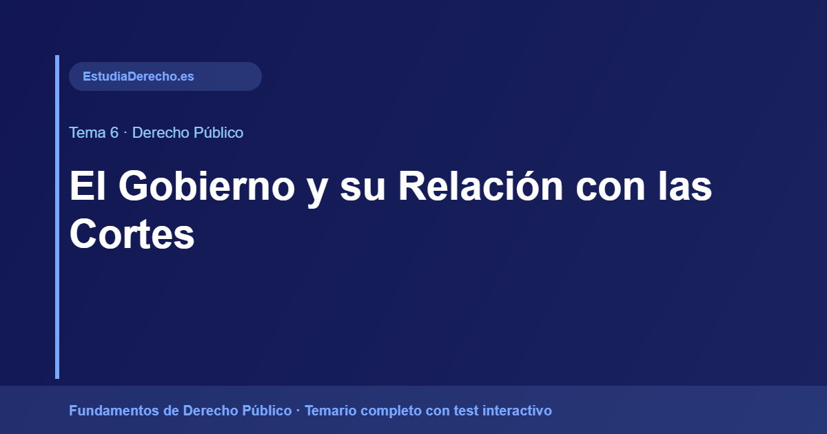 El Gobierno y su Relación con las Cortes El Gobierno y su Relación con las Cortes - Derecho Público EstudiaDerecho.es