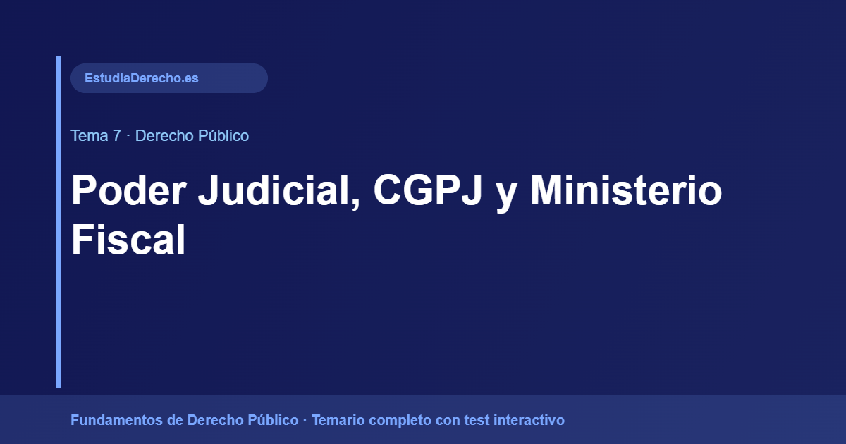 Poder Judicial, CGPJ y Ministerio Fiscal Poder Judicial, CGPJ y Ministerio Fiscal - Derecho Público EstudiaDerecho.es