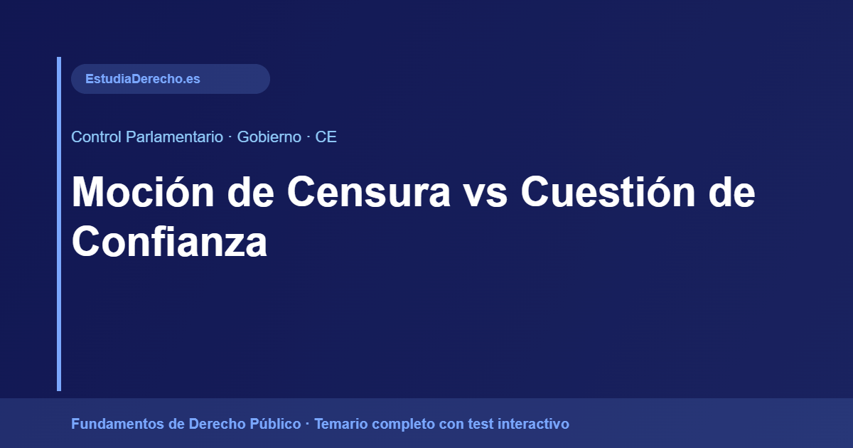 Moción de Censura vs Cuestión de Confianza - Derecho Público EstudiaDerecho.es