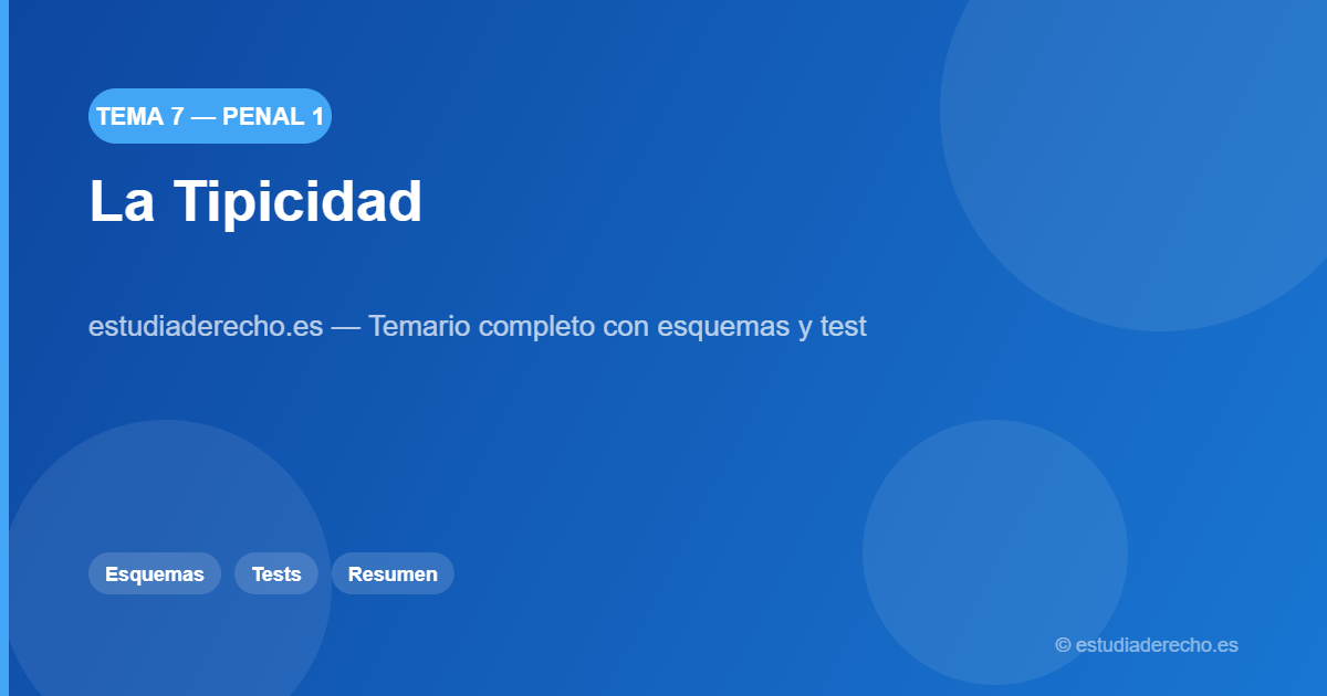 Tema 7: La Tipicidad La Tipicidad - Derecho Penal 1