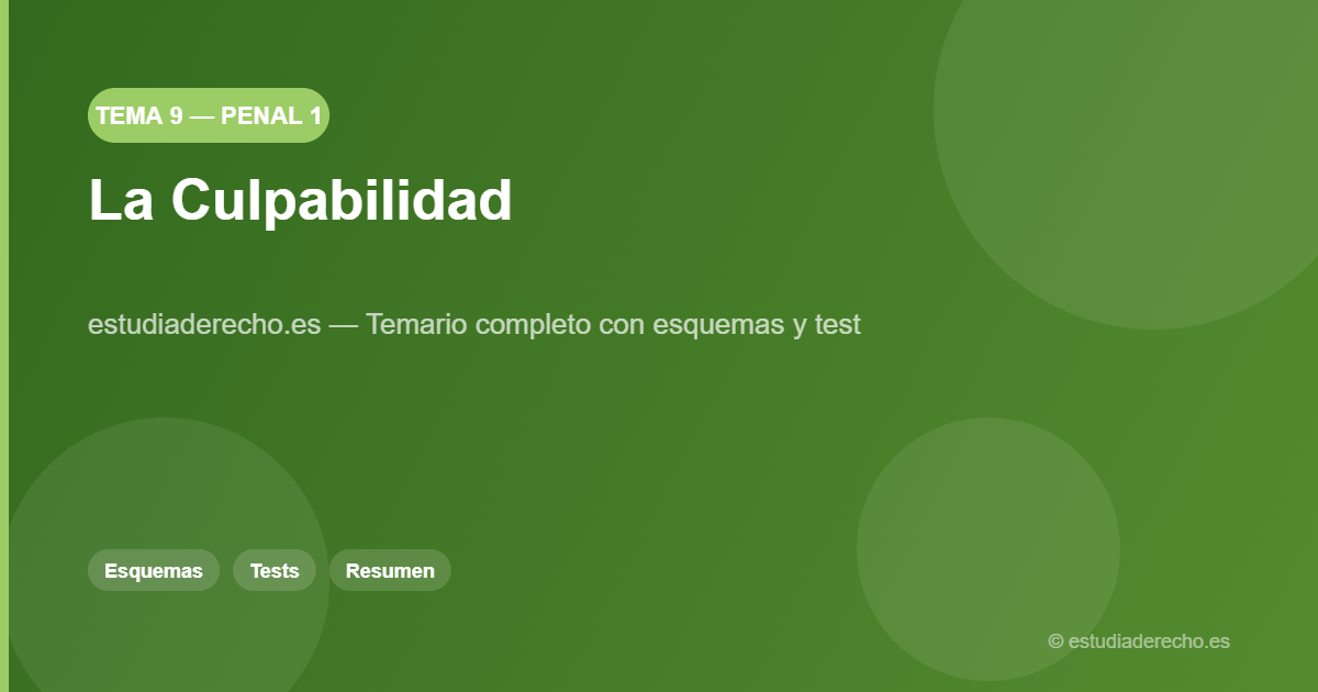 Tema 9: La Culpabilidad La Culpabilidad - Derecho Penal 1