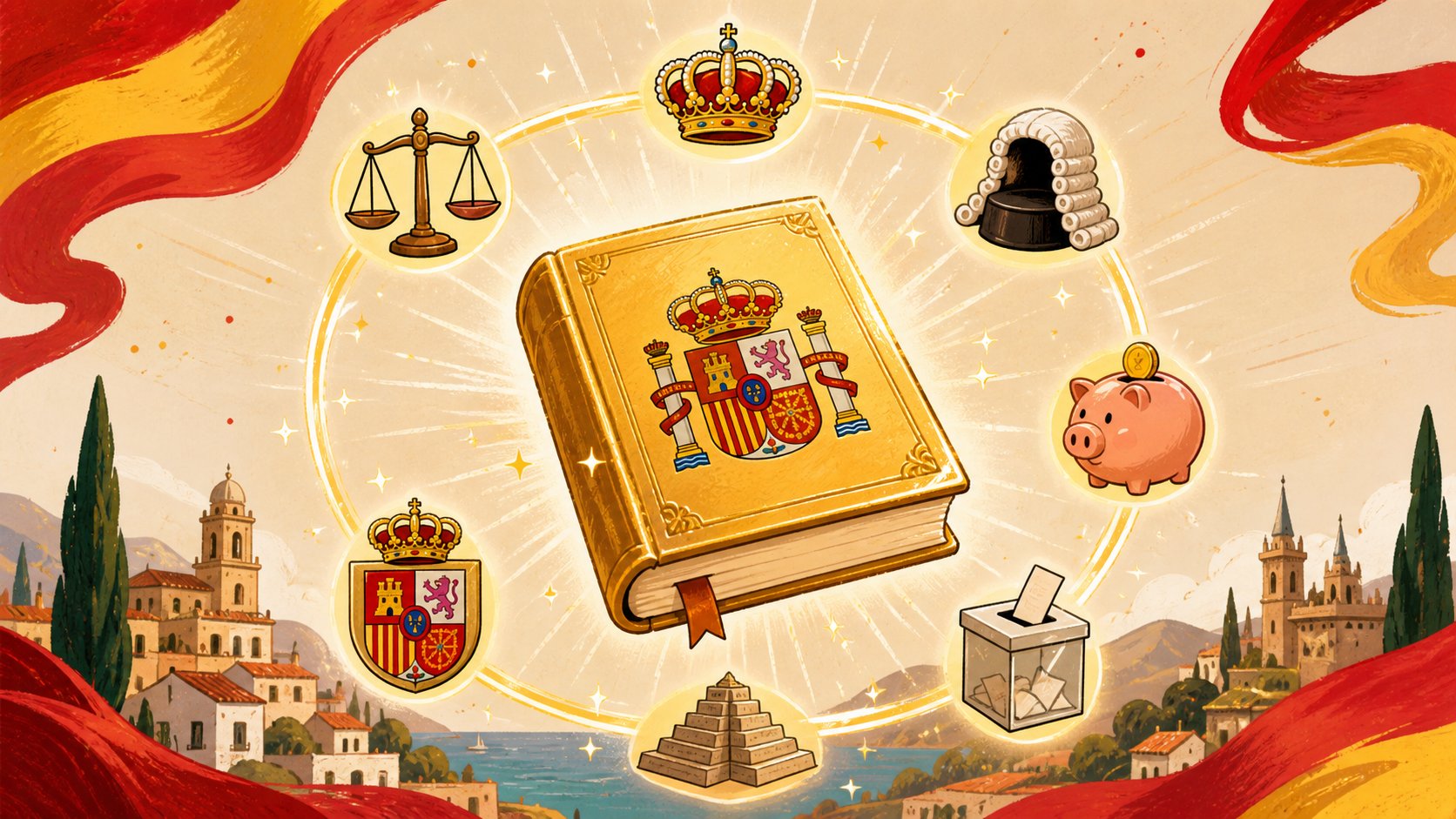 Constitución Española 1978 — mnemotécnica visual premium